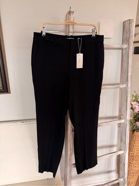 Vince Highrise Crepe Straight Leg Pants NWT  V023822284 Black Size 12